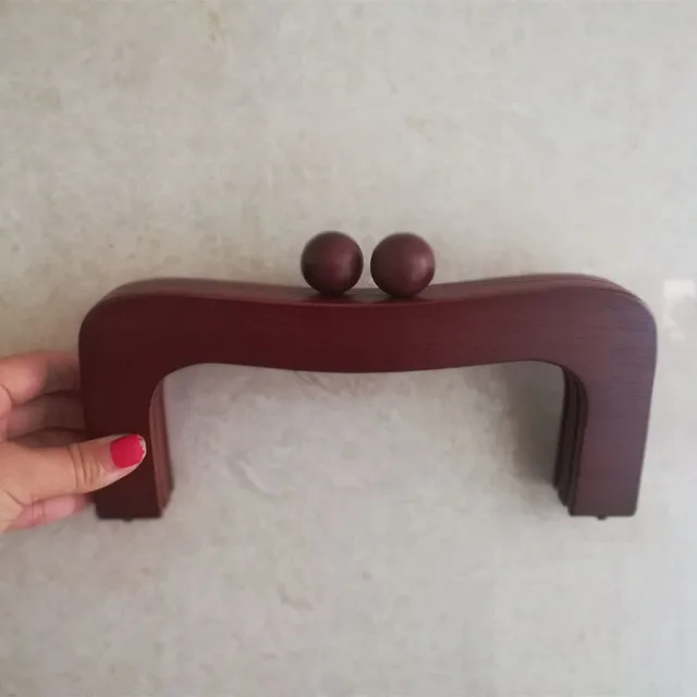 1 Set 22X10 Cm Factory Direct Sales New Style Wood Ball Head Screws Parts Solid Wooden Waist-Shaped Handbag Purse Frame Handle
