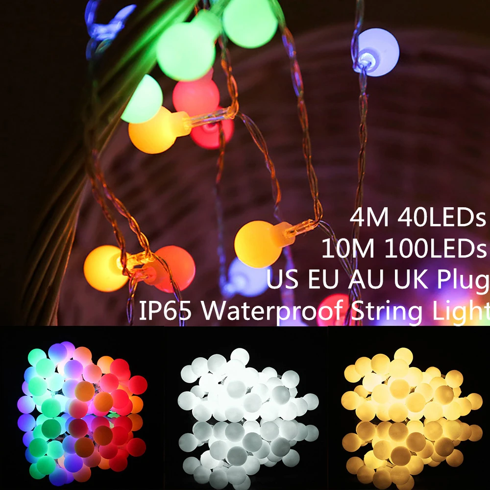 $6.39 US/AU/EU/UK Plug LED Globe Ball String Light 3xAA Batteries LED String Lights For Valentine's Day&Wedding Party Home Decor D35