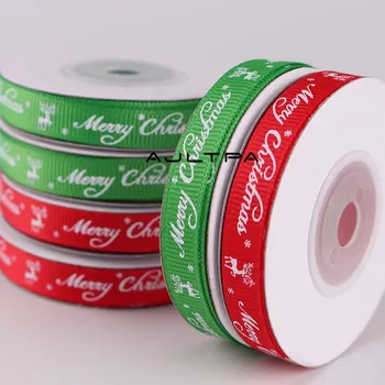 

100Pcs 1000Yards 10mm Width Christmas Ribbon Snowflake Letter Satin Ribbon For Christmas Party Gift Wrapping Decoration