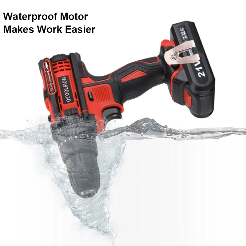 21V Variable Speed Impact Electric Screwdriver Impact Electric Drill Tool Hammer Cordless Drill Impact Drill Cordless+Tool Bag