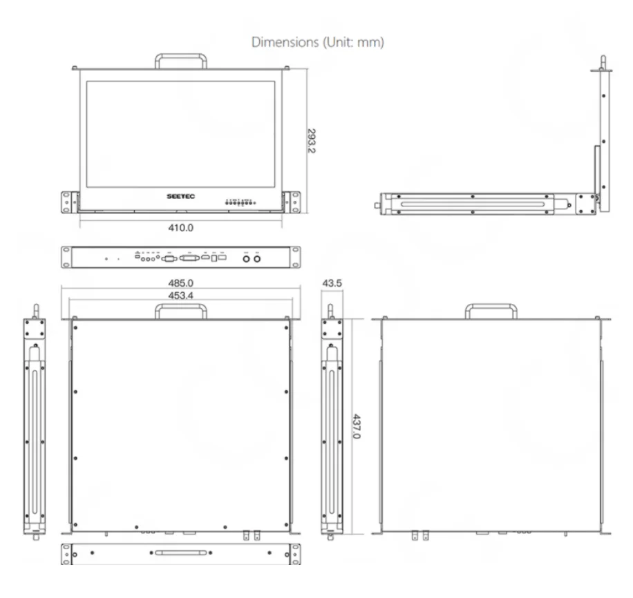 SEETEC SC173-9HD-56 17.3 Inch 1RU Pull Out Rack Mount Monitor Full HD1920x1080 for Broadcast Director Monitor