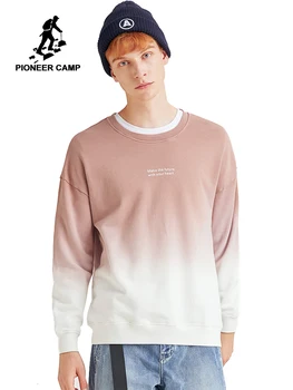 

Pioneer Camp 2019 New Gradient Loose Sweatshirt O-Neck Letter Print Pattern Tops Casual Cotton Men's Hoodies AWY902325T