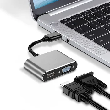 

2 in 1 USB3.0 to HDMI VGA Converter Audio Video Cable Adapter Multi-Media Peripherals for Laptop Macbook 62.2x40.4x15.7mm