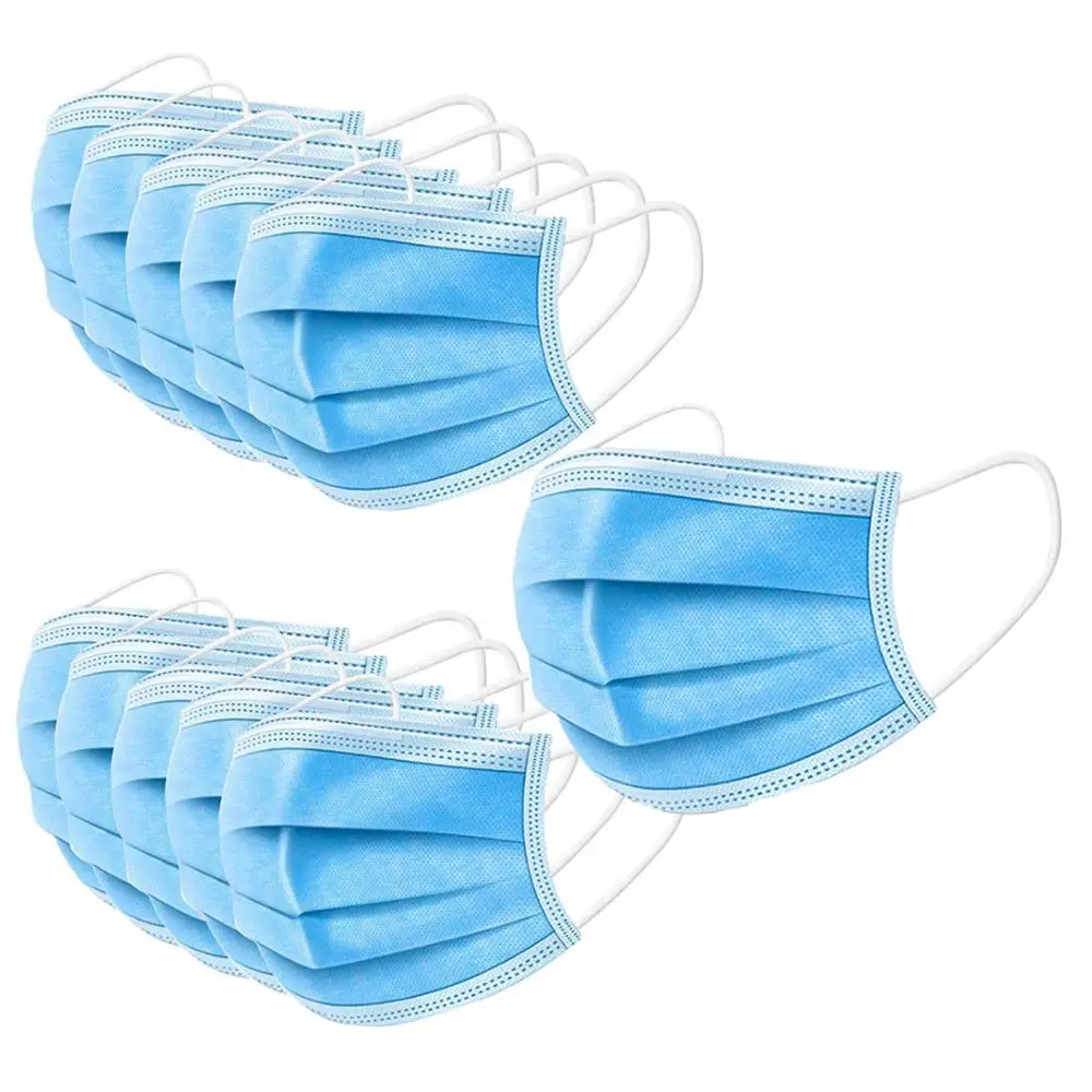 

100/50pcs Face Medical Masks Disposable 3Layers Dustproof Facial Mask Protective Cover Mask set Anti-Dust Surgical Masks Elastic