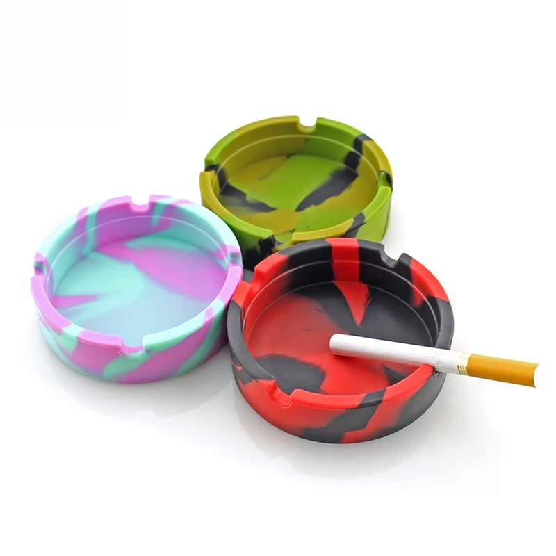 

Camouflage New Silica Gel Round Ashtray Camouflage Ashbox Cup Customized Custom Made Home Office Ashtray Cigarette Tray Holder
