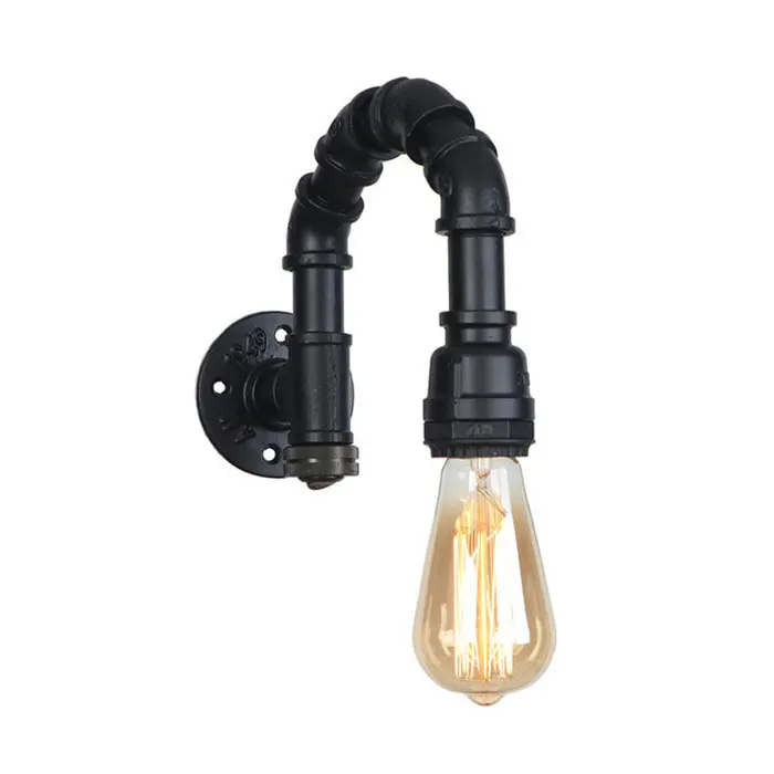 swing arm wall lamp Black Wall Sconces Vintage E27 Wall Light Fixtures Water Pipe Wall Lamp W/O switch Steampunk Lamp for Hallway Basement plug in wall sconce