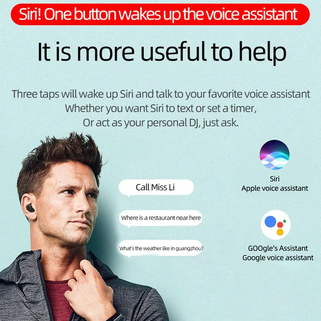 A6S Bluetooth Headsets For Redmi Airdots Wireless Earbuds 5 0 TWS Earphone Noise Cancelling Mic for Xiaomi iPhone Huawei Samsung