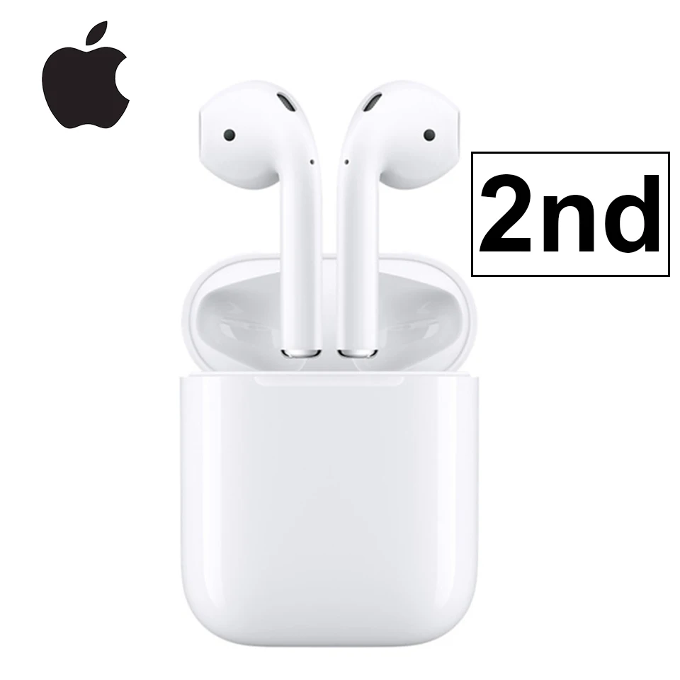 Apple AirPods 2nd with Charging Case Bluetooth Earphone Wireless Bass Earbuds Tones Connect Siri for iPhone iPad Mac Apple Watch