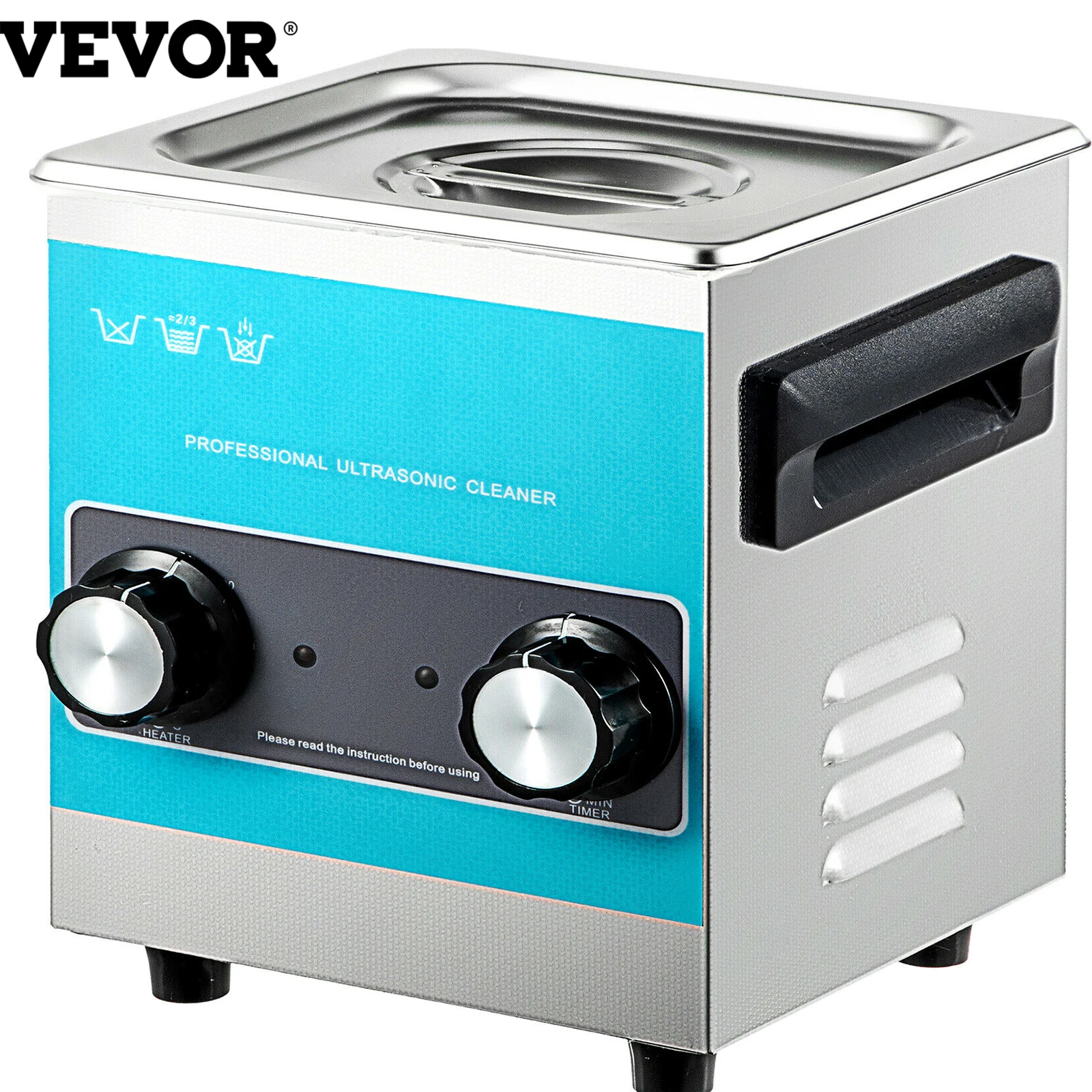 Vevor 2l 3l Knob Ultrasonic Cleaner With Heater Mini Portable Washing