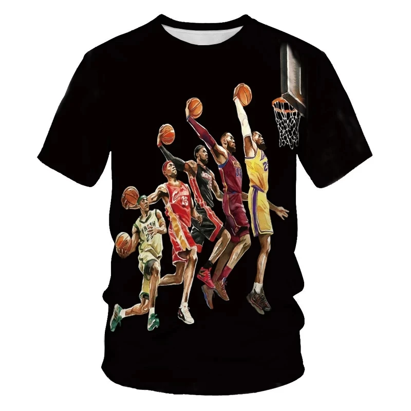 

Fashion round neck sports t-shirt basketball star print short-sleeved t-shirt men's casual t-shirt men's clothing t-shirt for me