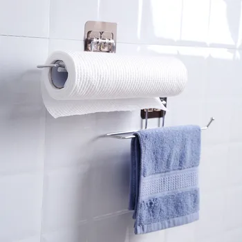 

Bathroom Kitchen Hardware Towel Rack Storage Holder Hanging Waterproof Metal Kitchen Roll Paper Organizer Tissue Hanger Hot Sell