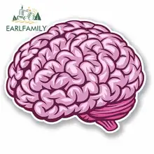 EARLFAMILY 13cm x 13cm Cartoon Brain Anime Oem Car Stickers RV VAN 3D DIY Fine Decal Bumper Trunk Truck Graphics Vinyl JDM