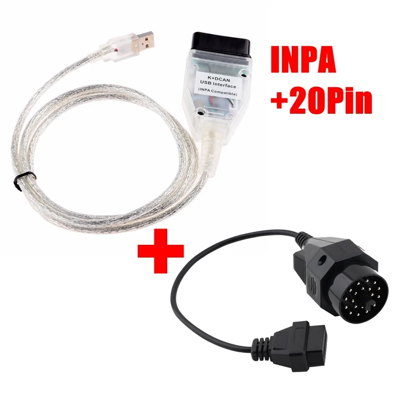 INPA K+ CAN K CAN INPA с чипом FT232RQ INPA K DCAN с переключателем USB интерфейс Полная диагностика+ 20Pin кабель для BMW серии - Цвет: NORMAL ADD 20P