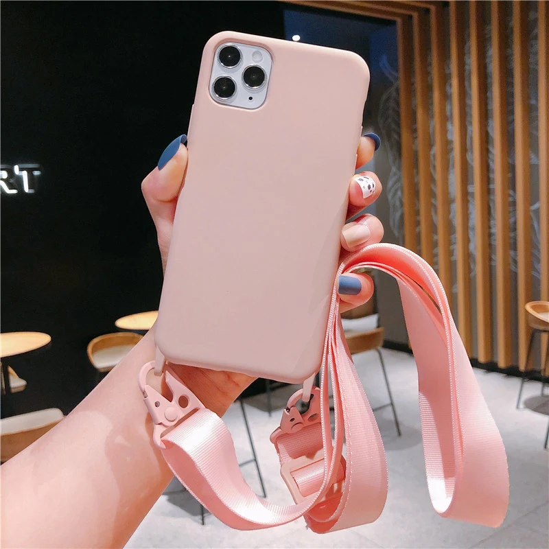 Shoulder strap lanyard Phone Case For iphone 12 13Pro 12Pro 11 11Pro Max X XR XS Max SE 7 8Plus Candy color soft silicone case Shoulder strap lanyard Phone Case For iphone 12 13Pro 12Pro 11 11Pro Max X XR XS Max SE 7 8Plus Candy color soft silicone case