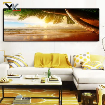 

Nature Ocean Beach Sunsets Panorama Landscape Canvas Painting Scandinavian Posters and Prints Wall Art Picture for Living Room
