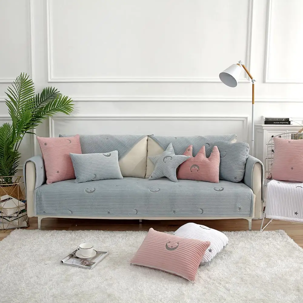 

Velvet Non-slip Plush Sofa Cover Sofa Towel Solid Color Couch Cover Seat Cover for Living Room Corner Sofa Towel