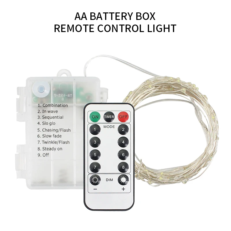 

Christmas Light Outdoor Copper LED String 10M 5M Remote Control Timing Battery Garden Light LED String For Party Decoration Home