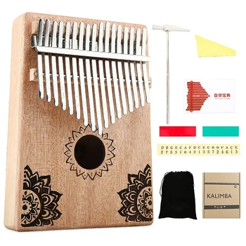 

ABZB-17 Key Kalimba African Solid Wood Thumb Finger Piano Sanza Mbira Calimba Play with Guitar Wood Musical Instruments