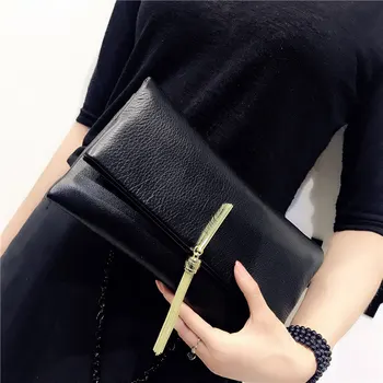 

Genuine Leather Women Clutch Bag\Handbags Fashion Tassel Casual Ladies Envelope Bag Female Shoulder Bag\Messenger Bag~19C1
