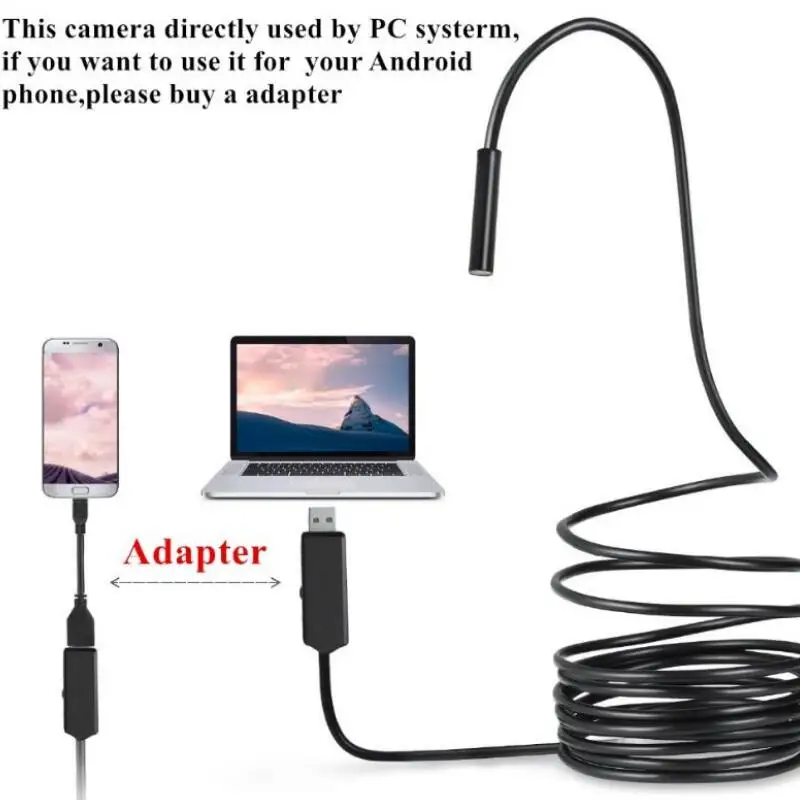 

480P 2M 7mm Lens Endoscope HD USB OTG Snake Endoscope Waterproof 6 LEDs Inspection Pipe Camera Borescope For Android Phone