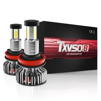 

1 Pair LED Headlight TXVSO8 X3 H8/H9/H11 Car Bulb Light 6000K White Lamp