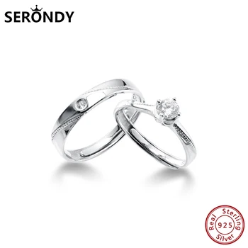 

SERONDY Couple Rring Open 925 Sterling Silver Rings For Women Fashion Jewelry 2020 Female Original Girls Unusual Korean JZ10818