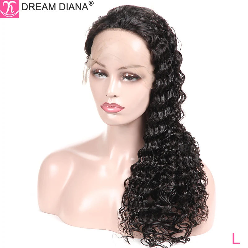 DreamDiana бразильский глубокий волнистый парик фронта шнурка "-28" remy волосы парики 13x4 бесклеевой фронта шнурка человеческих волос парики низкое соотношение