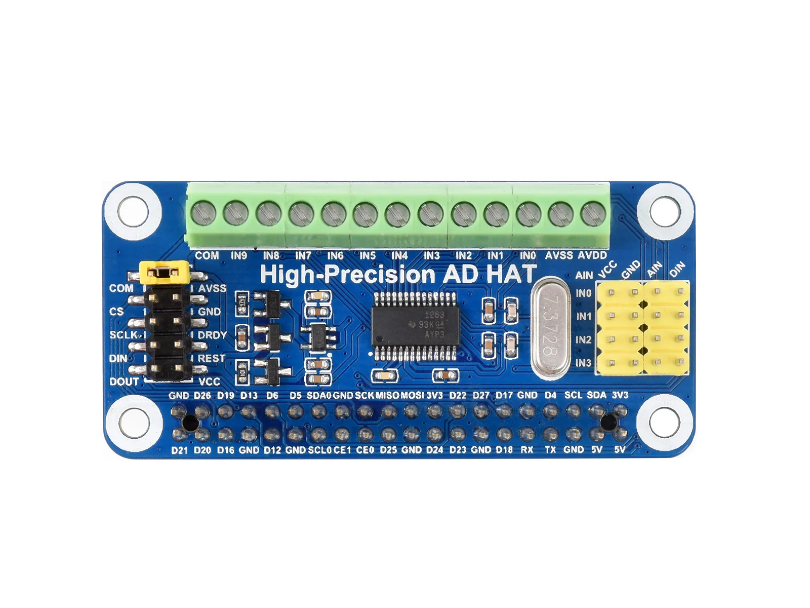 Высокоточная AD HAT для Raspberry Pi ADS1263 10-канальный 32-битный АЦП совместим с Series и Jetson Nano