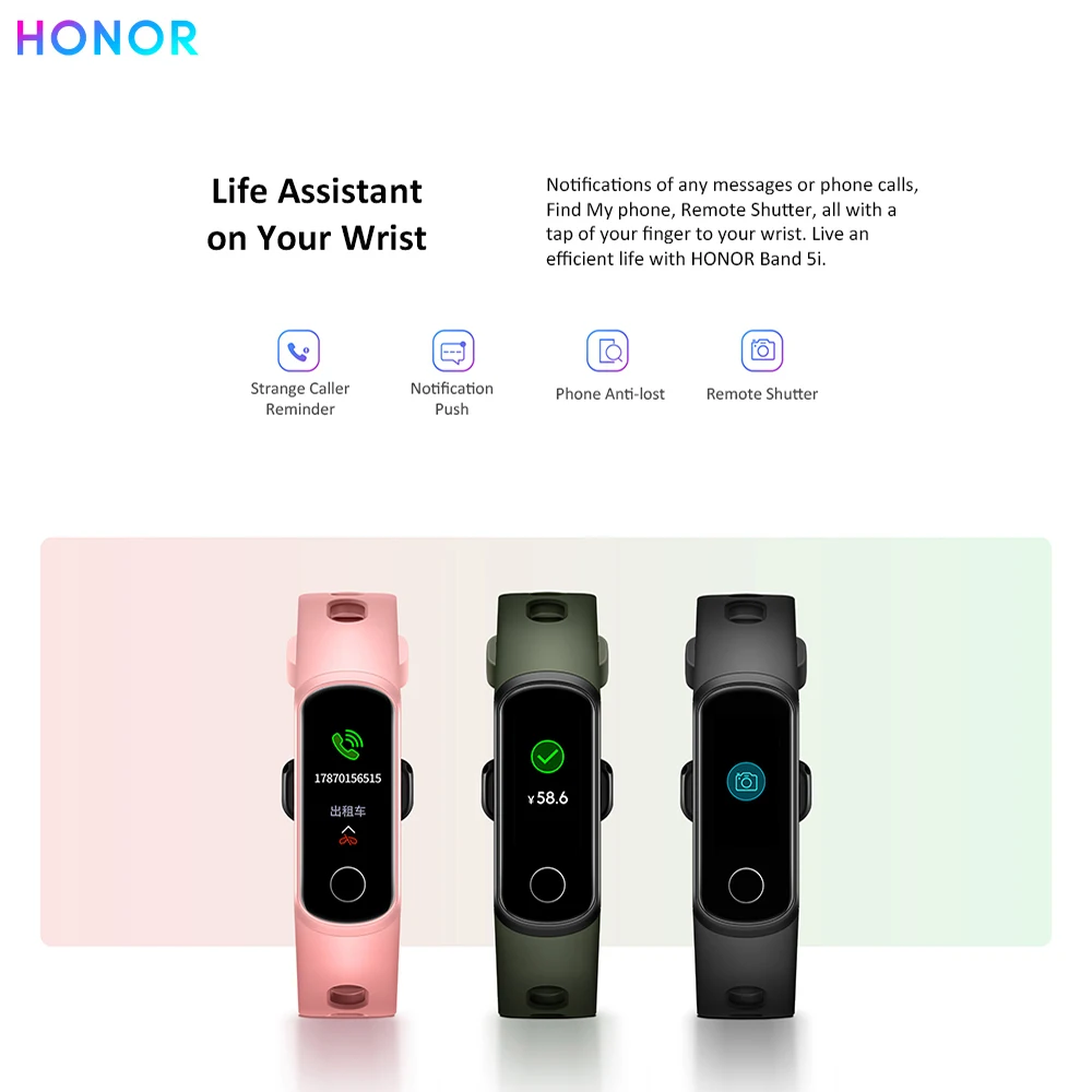 HONOR Band 5i смарт-браслет 5ATM водонепроницаемый спортивный Браслет фитнес-трекер монитор сердечного ритма во время сна умные часы для Android/iOS