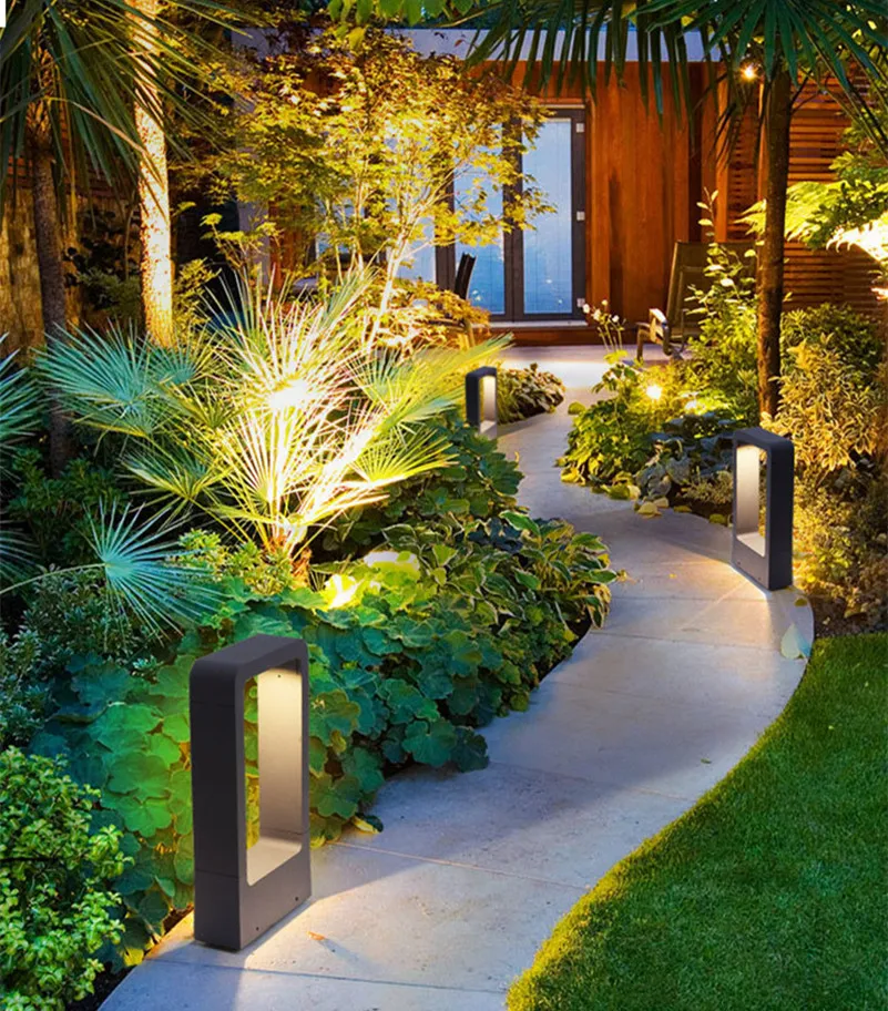 IP68 Waterproof 15W LED Garden Lawn Lamp Modern Aluminum Pillar Light Outdoor Courtyard villa landscape lawn bollards light lawn lamp garden lighting