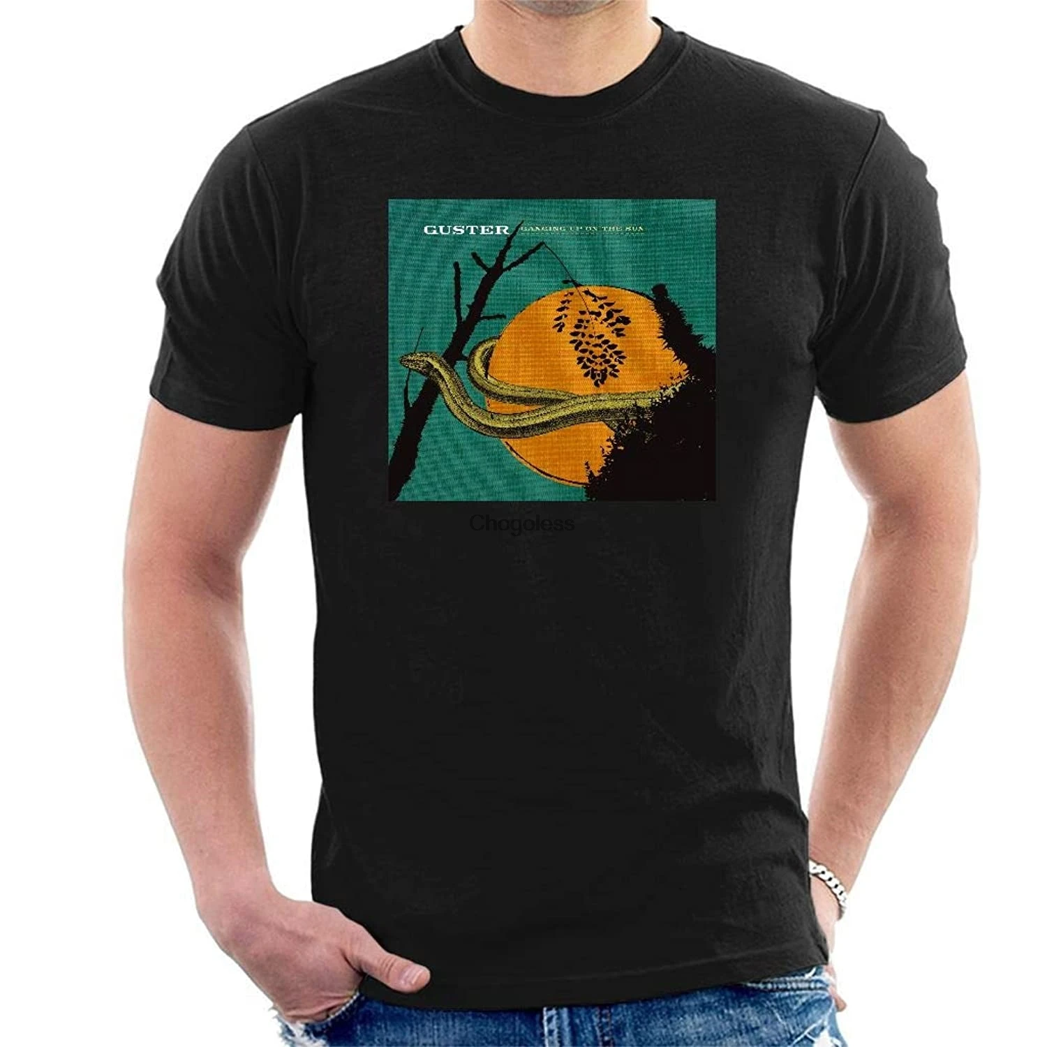 Men's Guster Ganging Up On The Sun Black T-Shirt Classic Cool Tee |