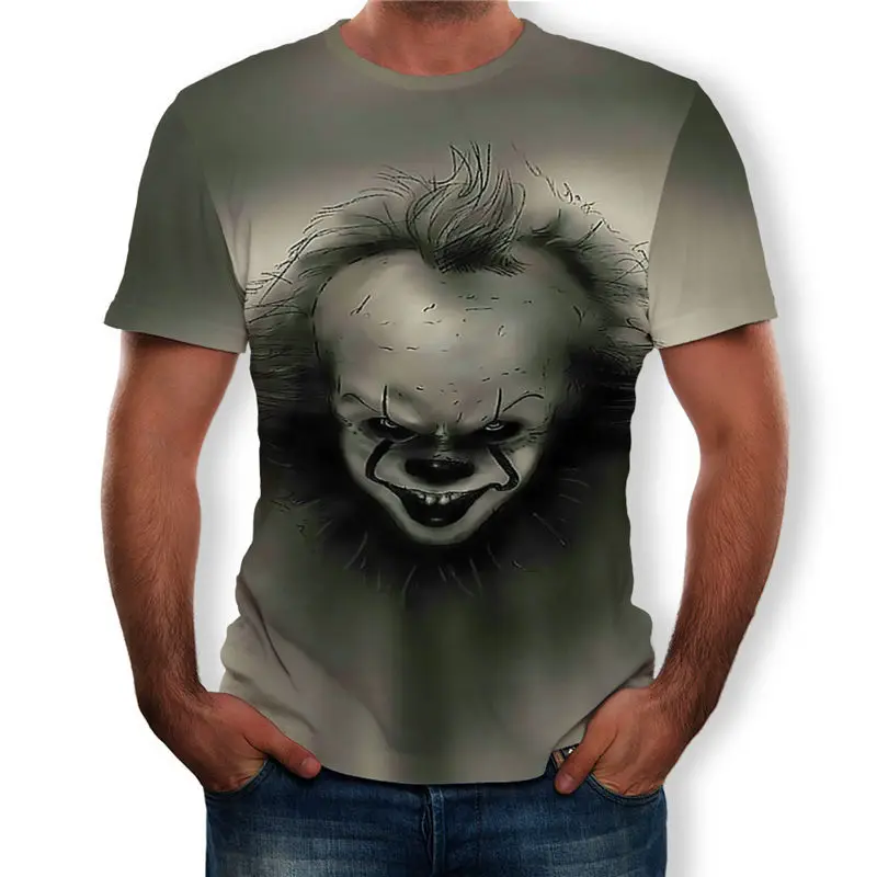 IT movie мужская летняя футболка мужская Стивен Кинг напечатала Хэллоуин pennywise it Заказные высококачественные мужские футболки клоуна футболка