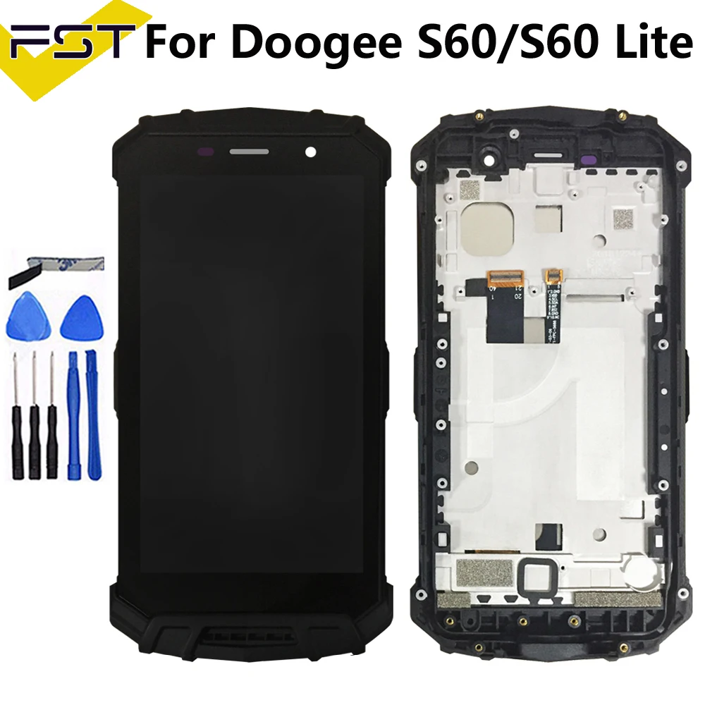 5,2 ''Для DOOGEE S60 ЖК-дисплей s Дисплей+ кодирующий преобразователь сенсорного экрана в сборе с рамкой Для DOOGEE S60 Lite ЖК-дисплей Стекло Панель