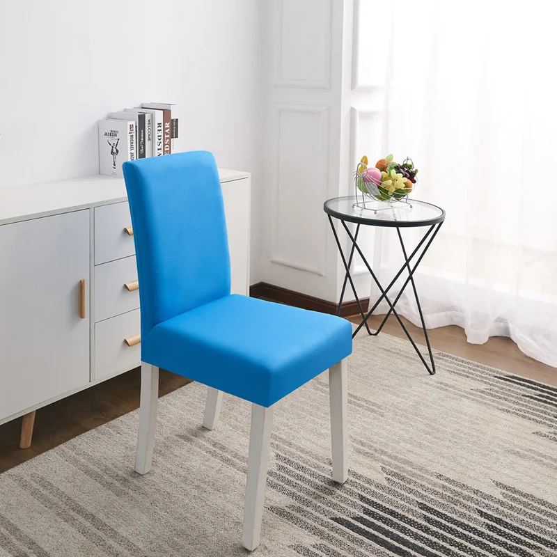 Сплошной цвет чехол для кресла спандекс стрейч эластичные чехлы на стулья белый для столовой кухни свадьбы банкета отеля - Цвет: 6-Lake Blue