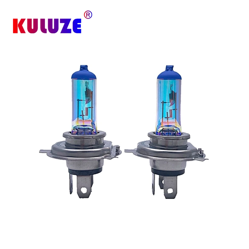 2 Pcs H4 12V55W Rainbow Blue Plasma P43t Car Quartz Halogen Bulb Fog Lamp Automobile Headlamp 6