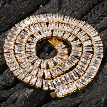 

Ins Hot Titanium Steel Inlaid Square Zircon Single Row Necklace Hip Hop Punk Retro Tide Brand Necklaces Jewelry