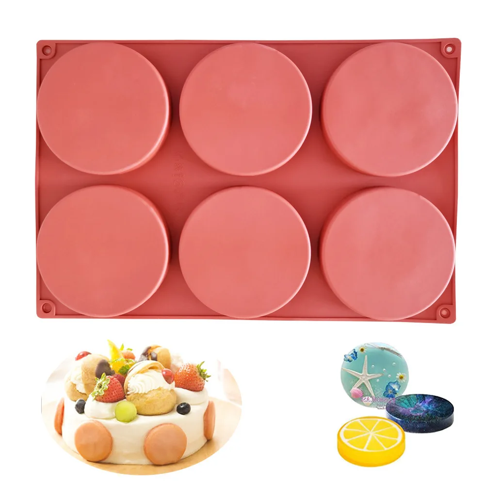 Silicone 6holes Cake Mold French Mousse Base Round Chocolate DIY