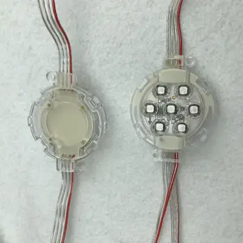 

28pcs/string 50mm diameter;DC24V;addressable;rgb full color;IP68;GS8206 pixel module;7pcs 5050 led;with backup signal line