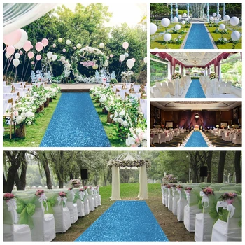 

Wedding Aisle Runner 4x50FT Long Outdoor Carpet Aqua Blue Sequin Aisle Runner for Party/Wedding/Celebration