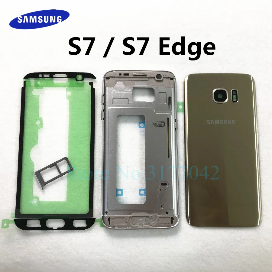 

For Samsung Galaxy S7 Edge S7 G935 G935F G930 G930F Full Housing Front Middle frame Battery Back Glass Cover Rear Case