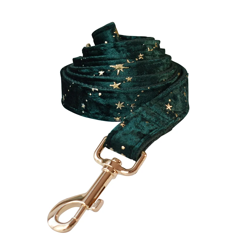 Green Wine Collar Personalized Velvet Quality Fabric For Small, Medium Large Dog Custom Metal Parts Pet Accessory Star 04