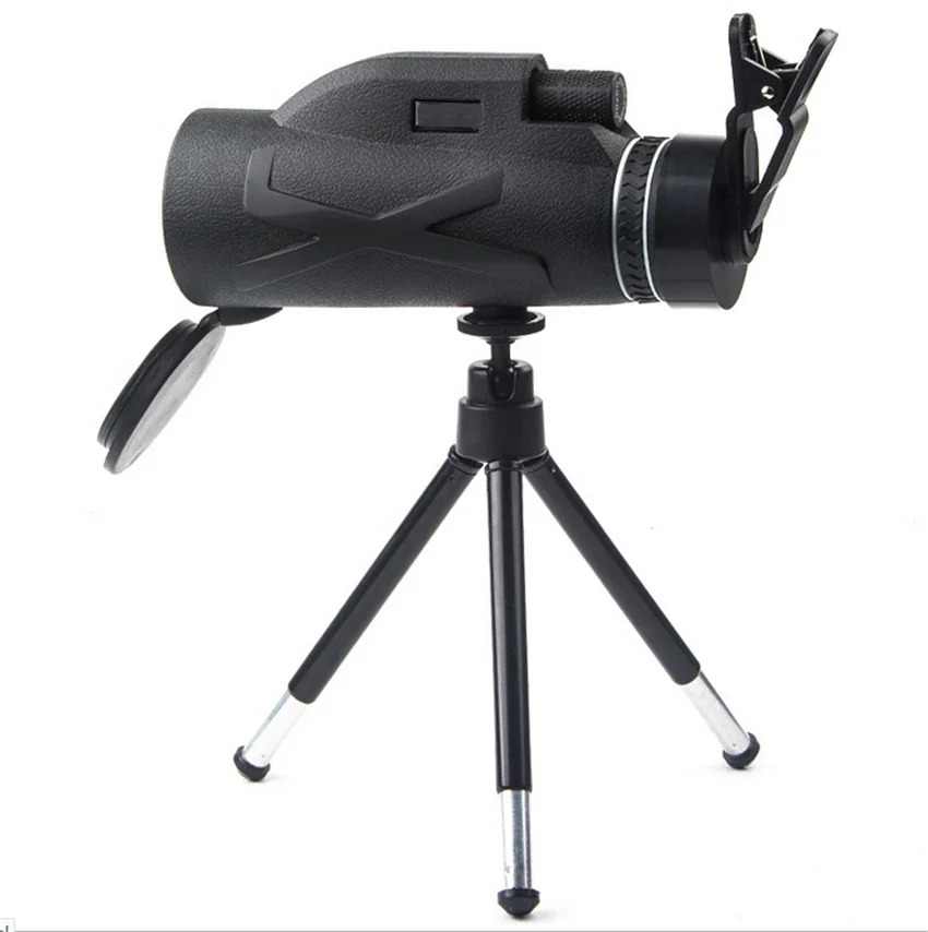 BAK4 80X100 зум портативный Призма HD оптический монокулярный телескоп с зажимом для телефона со штативом - Цвет: Telescope and Clip