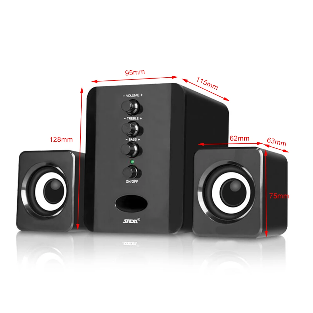 Колонки SADA для компьютера проводные комбинированные колонки с USB компьютерные