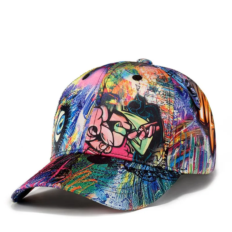 

New high quality skull head abstract graffiti baseball cap men's fashion casual sun hat snapback