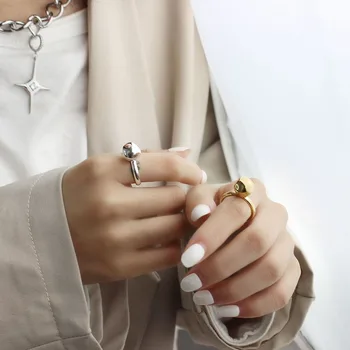 

2020 new European and American bright ring female bright ball couple ring