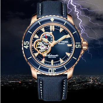 

Reef Tiger/RT Luxury Brand Diving Watches Men Automatic Mechanical Waterproof Nylon Bracelet Watch Relogio Masculino+Box RGA3039