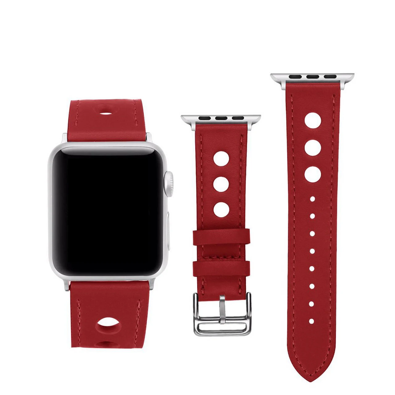 Eastar цветной кожаный ремешок для наручных часов Apple Watch серии 3/2/1, спортивный кожаный браслет, 42 мм, 38 мм, ремешок для наручных часов iwatch, 5/4 группа - Цвет ремешка: Red2