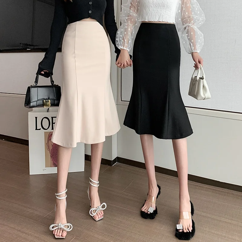 Faldas ceñidas de cintura alta para mujer, faldas elegantes, sencillas, de para verano, 2021 - AliExpress Ropa de mujer