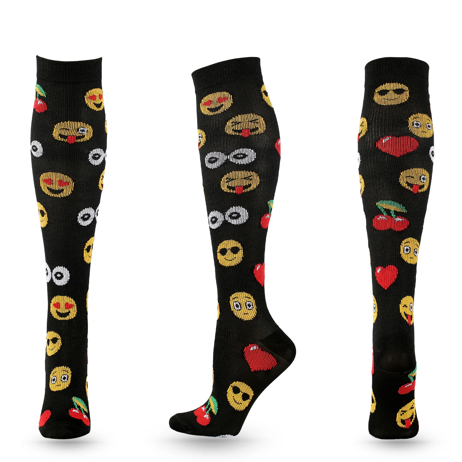 2021 New Cartoon Compression Stockings For Men Women Nylon Smiley Pattern Compress Socks Cycling Sock Prevent Varicose Veins