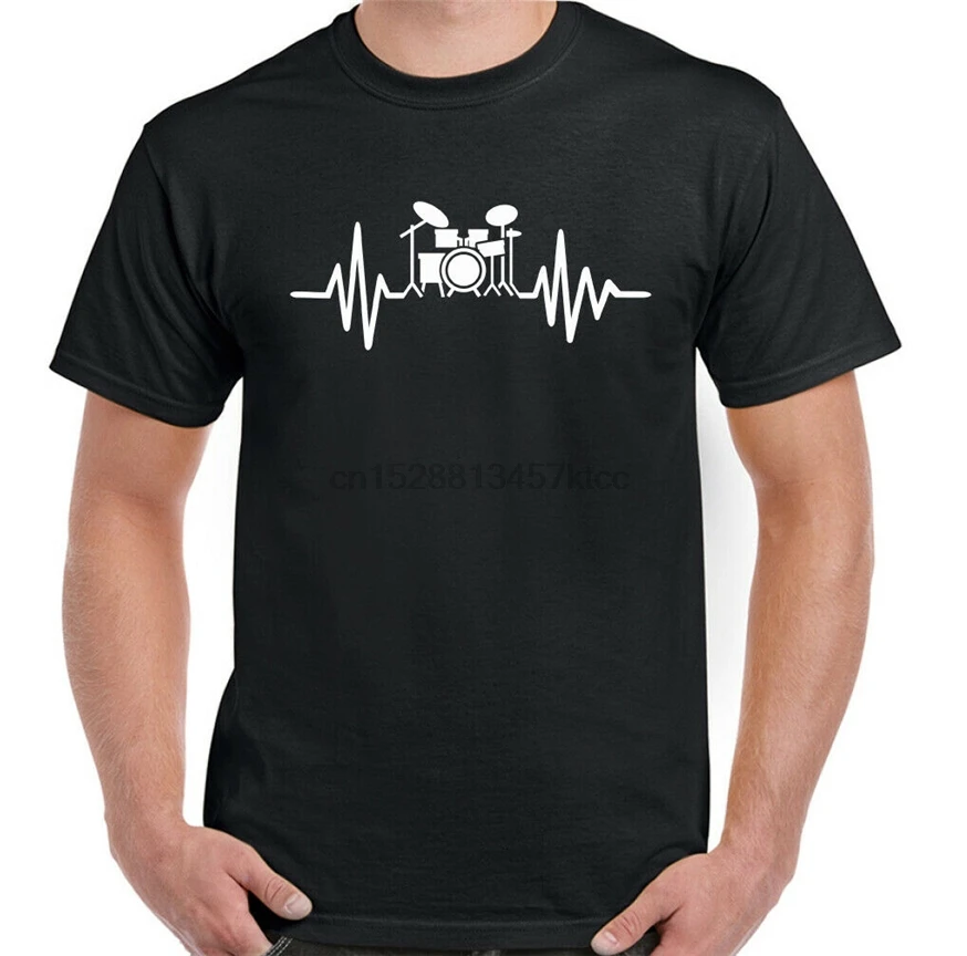 Барабанный Пульс Мужская забавная футболка барабанщик набор барабанов